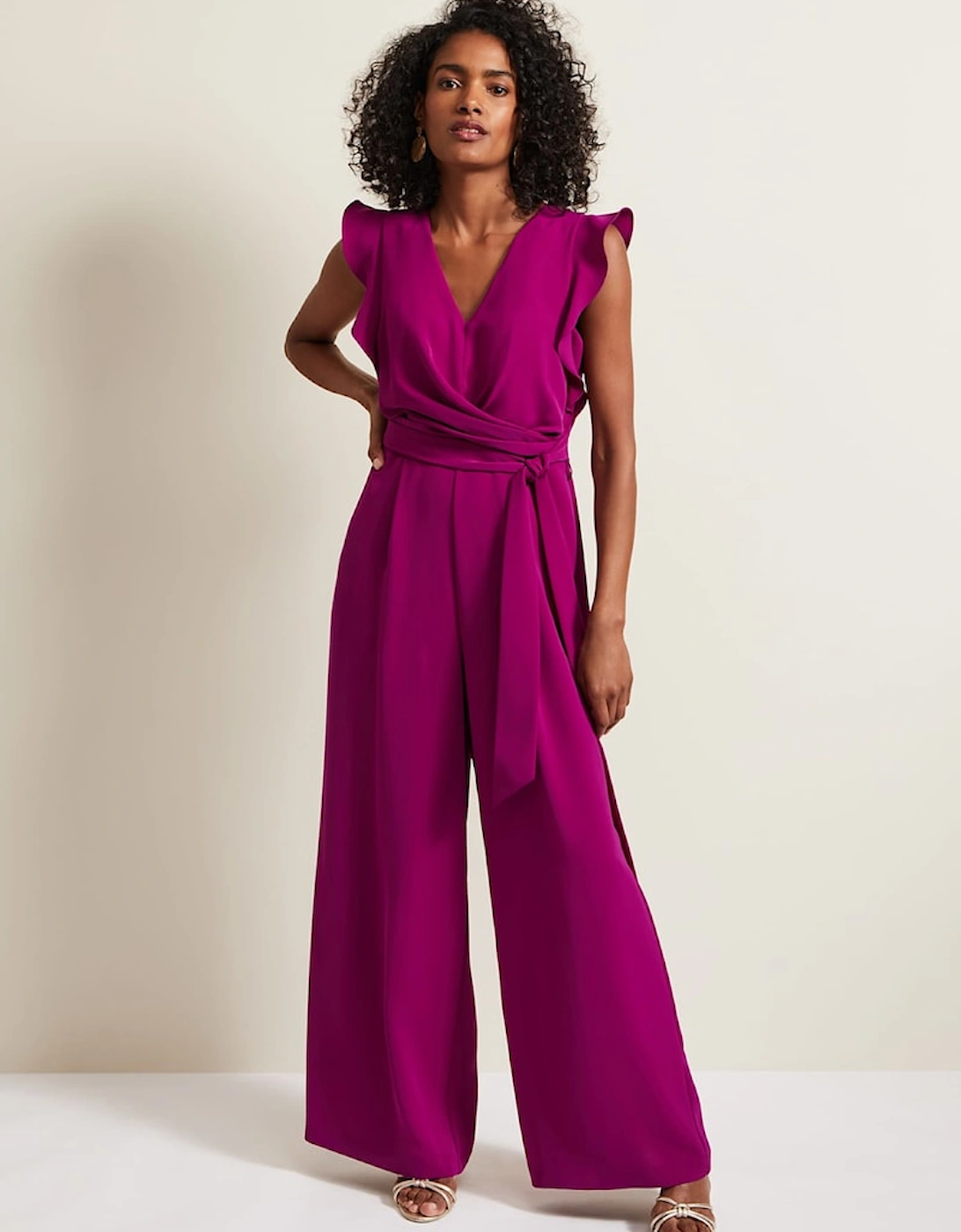 Ayla Magenta Ruffle Wrap Jumpsuit, 2 of 1