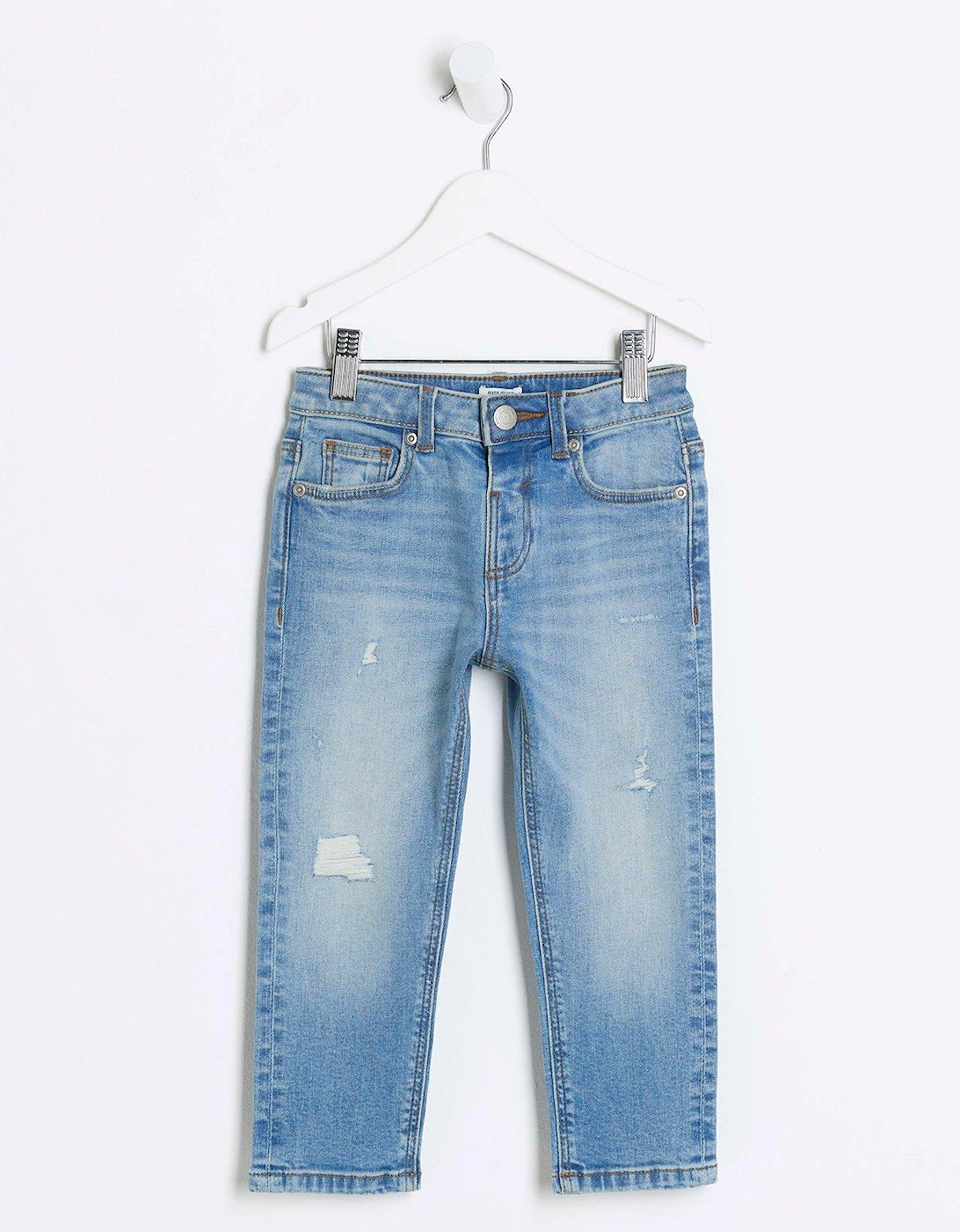 Baby Mini Boys Ripped Slim Fit Jeans - Blue, 3 of 2
