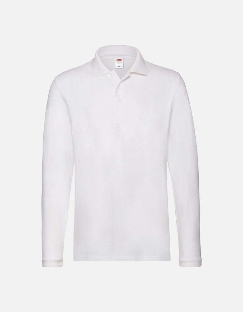 Mens Cotton Pique Long-Sleeved Polo Shirt