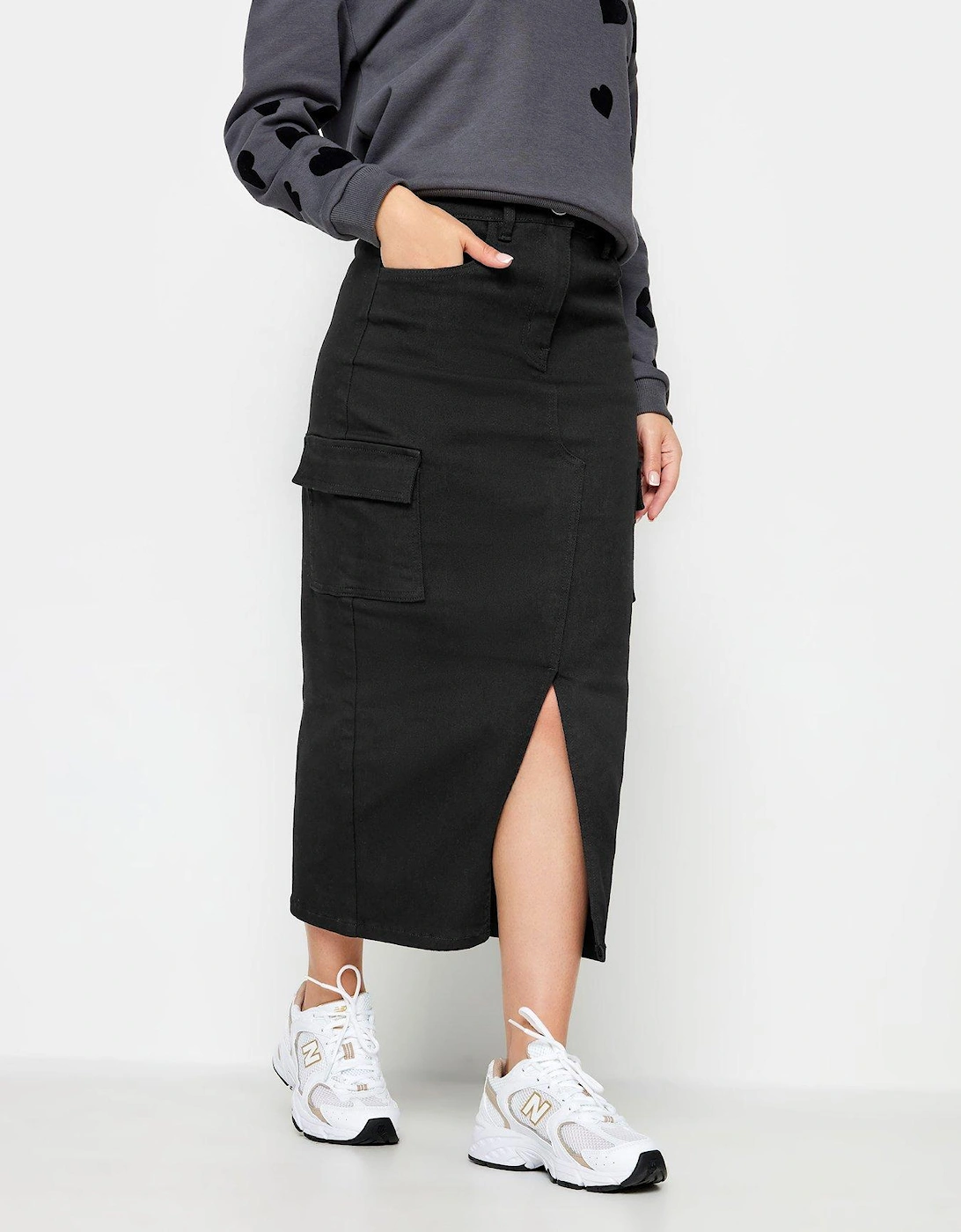 Petite Black Utility Midi Skirt, 2 of 1