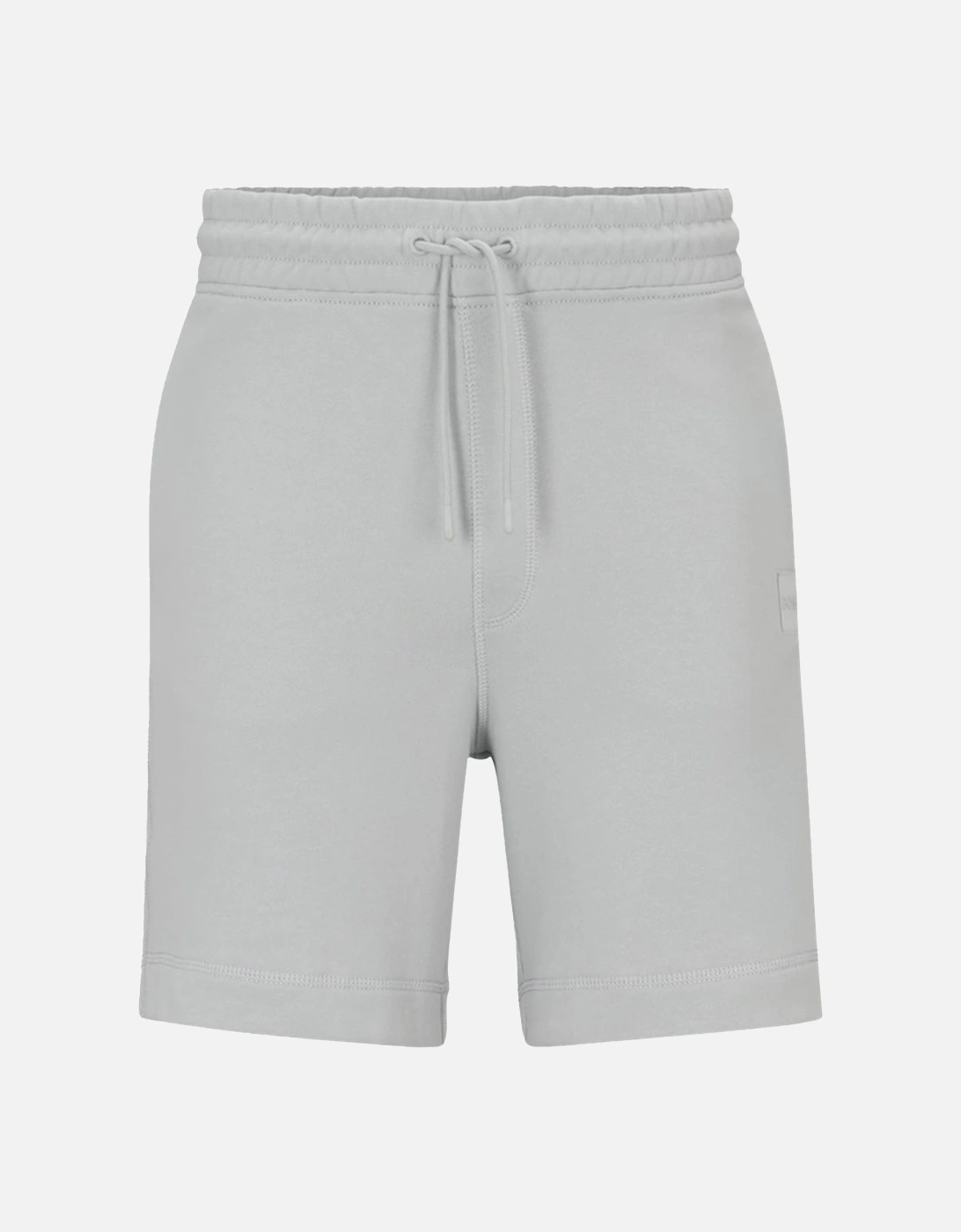BOSS Drawstring Shorts In French Terry Cotton With Logo Patch Stone Grey, 5 of 4