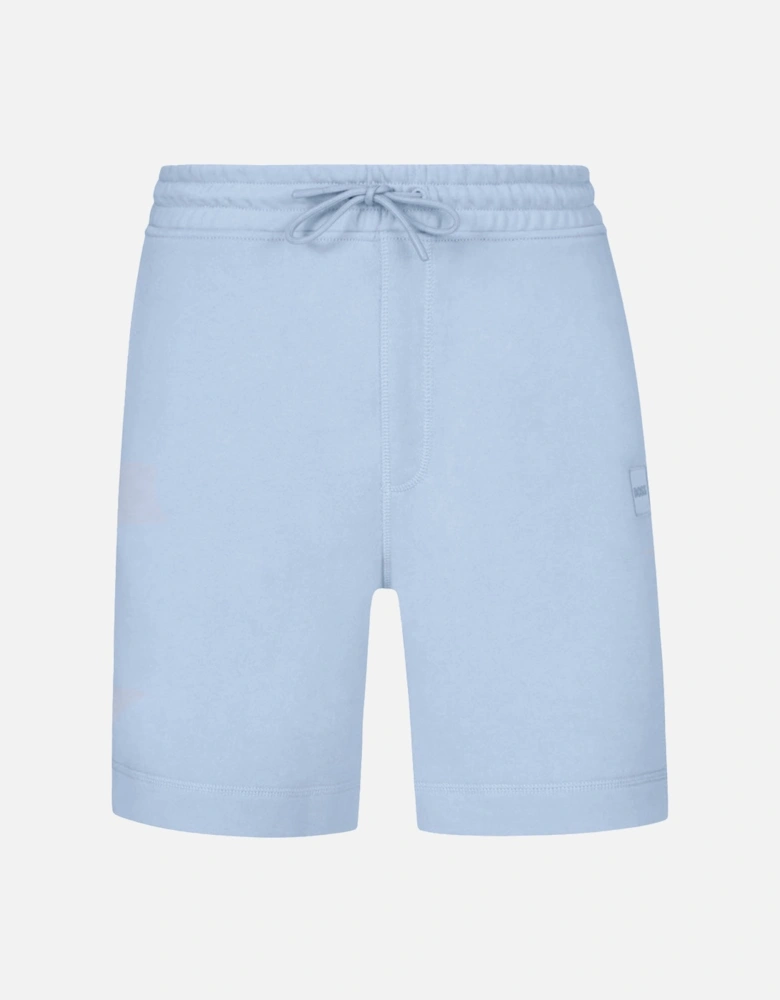 BOSS Drawstring Shorts In French Terry Cotton With Logo Patch Sky Blue