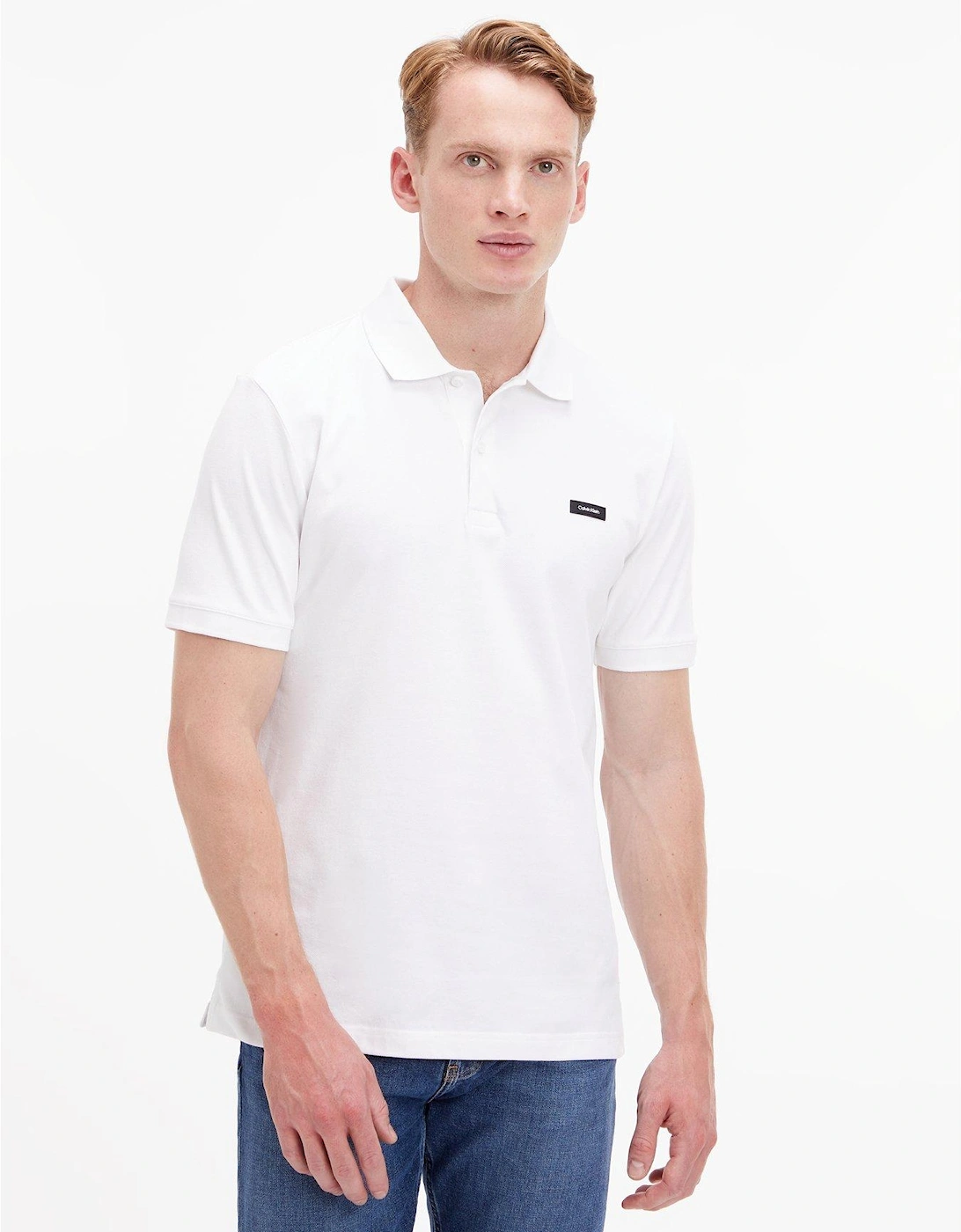 Stretch Pique Slim Button Polo Shirt - White, 3 of 2