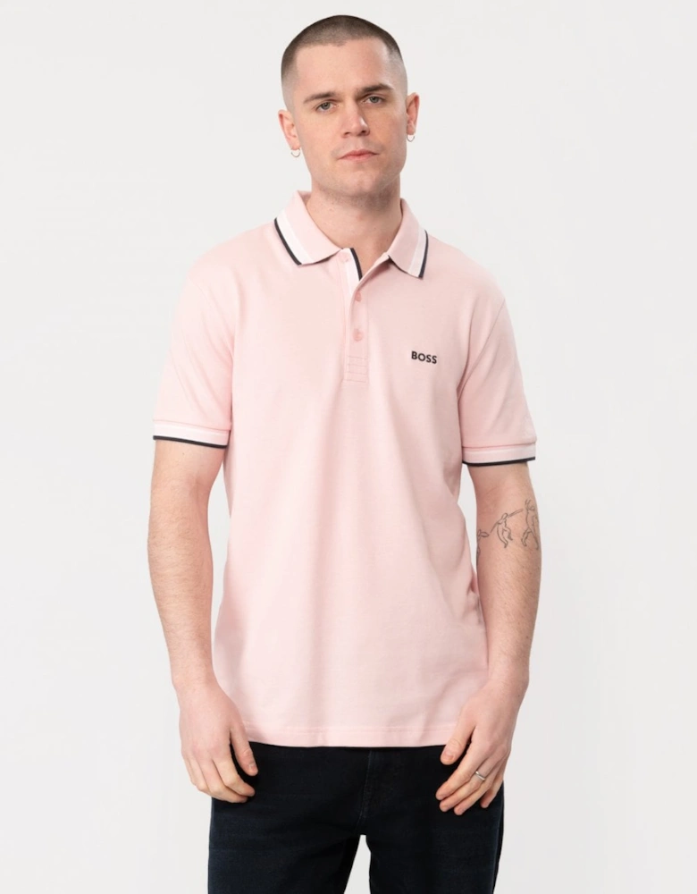 BOSS Green Paddy Mens Organic Cotton Polo With Contrast Logo Details