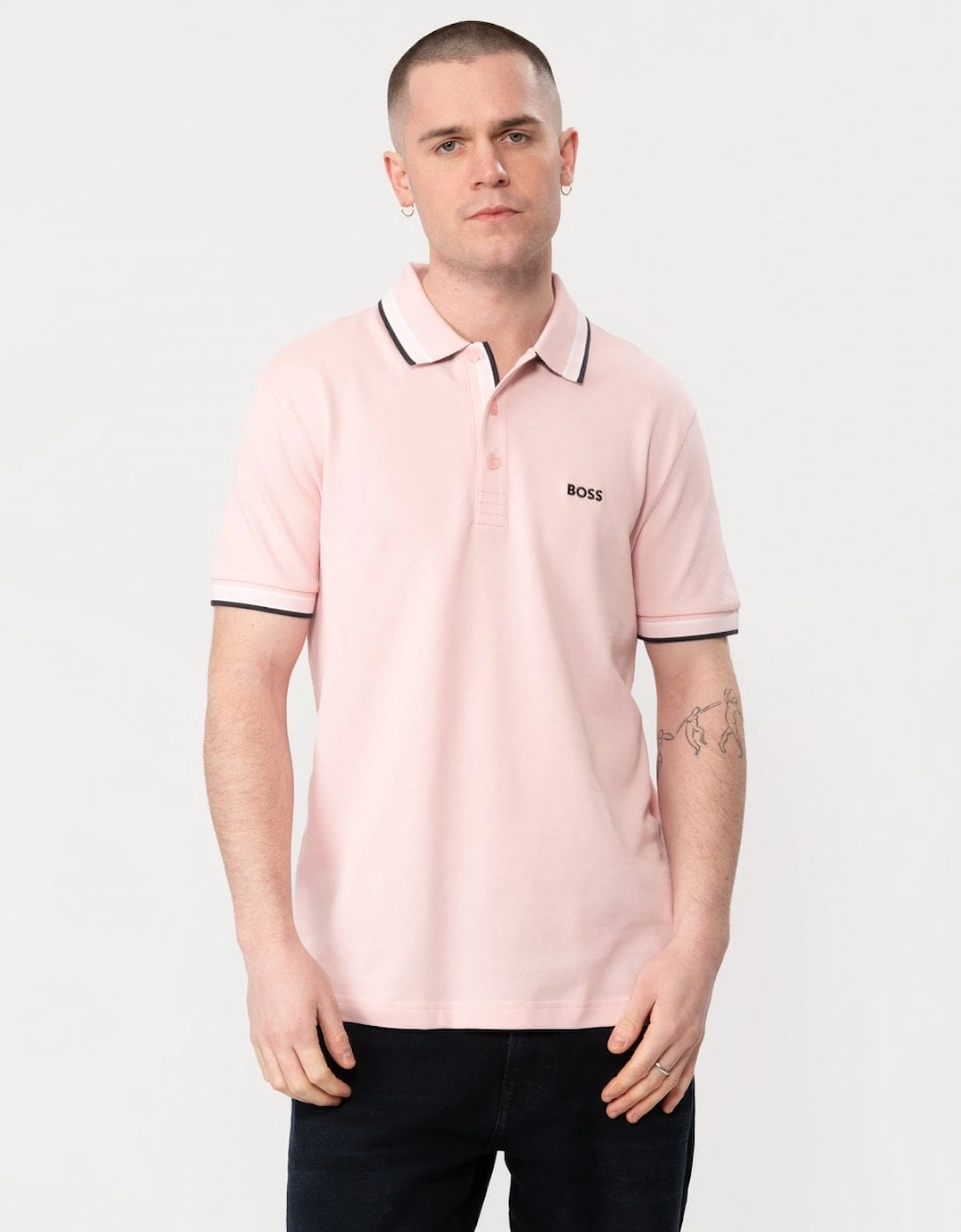 BOSS Green Paddy Mens Organic Cotton Polo With Contrast Logo Details, 5 of 4