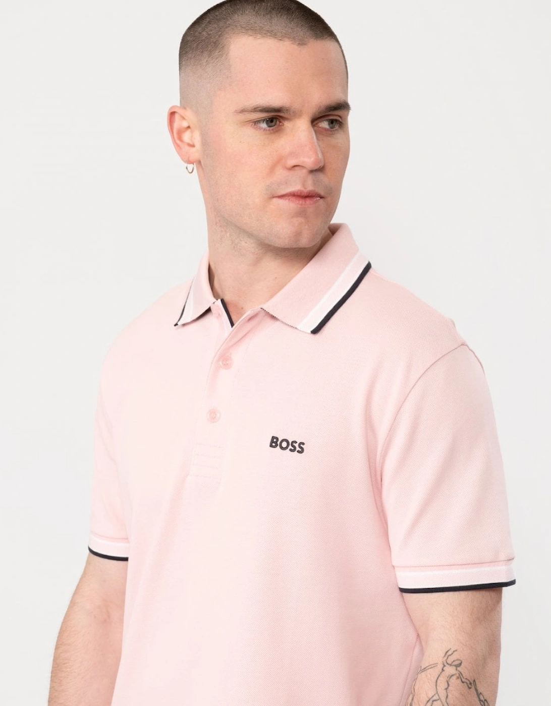 BOSS Green Paddy Mens Organic Cotton Polo With Contrast Logo Details