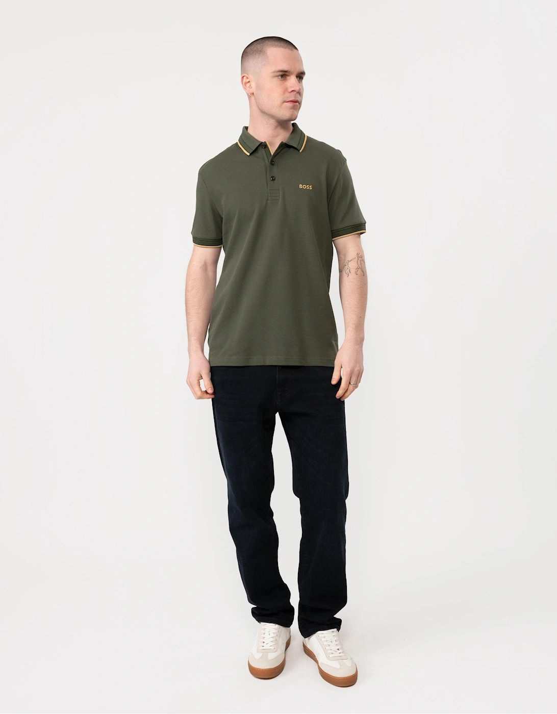 BOSS Green Paddy Mens Organic Cotton Polo With Contrast Logo Details