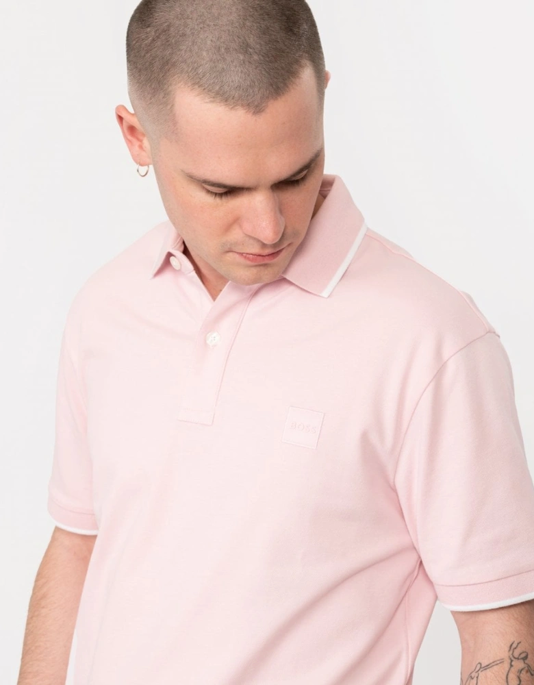 Orange Passertip Mens Short Sleeve Polo Shirt With Tipped Collar