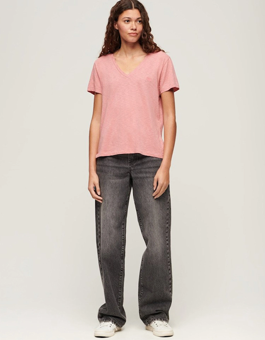 Women's Studios Slub Embroidered Vee T-Shirt Dusty Rose