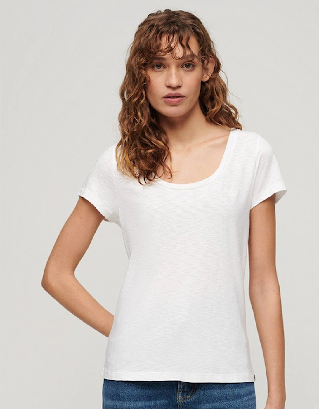 Superdry Women's White Scoop Neck Tee Optic - : Size 12