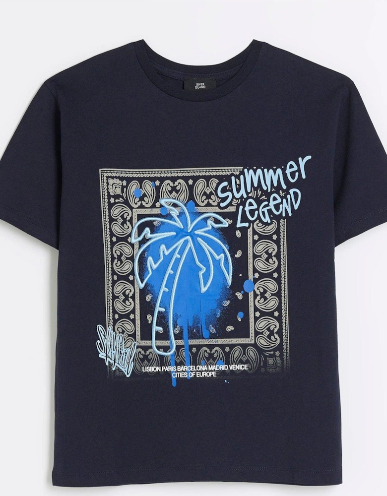 Boys Palm Tree Graphic T-Shirt - Navy