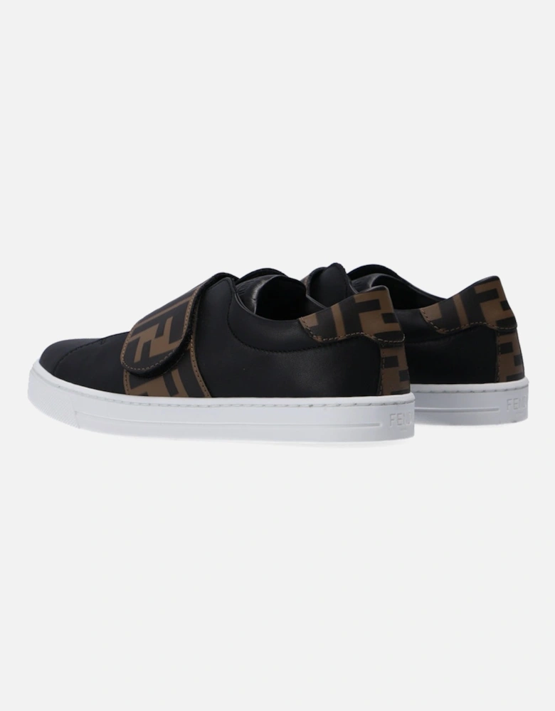 Kids Unisex Monogram Strap Trainers Black