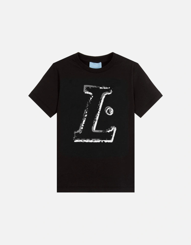 Paris Boys "L" Logo T-Shirt Black
