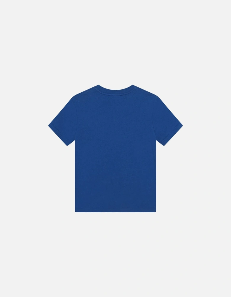 Boys Camo Print Logo T Shirt Blue