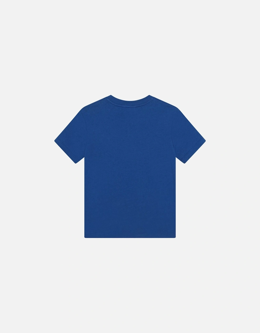 Boys Camo Print Logo T Shirt Blue