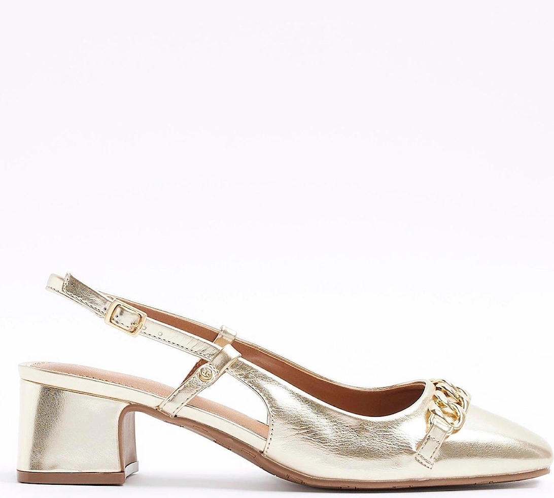 Chain Slingback Court Shoe - Gold, 5 of 4