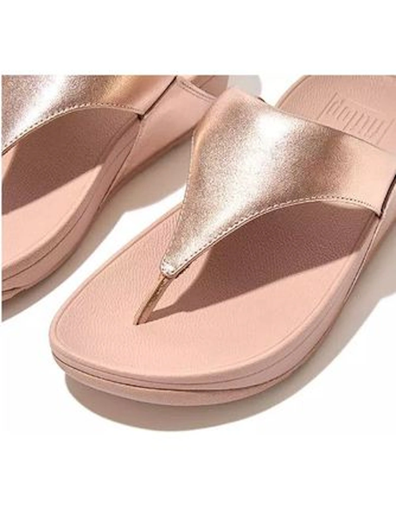 Lulu Leather Toe Post in Rose Gold