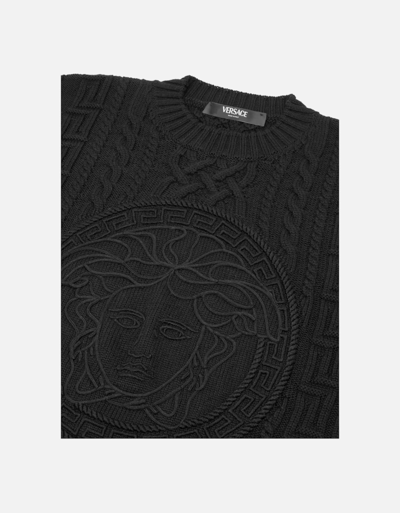 Medusa Embroidery Sweater Black