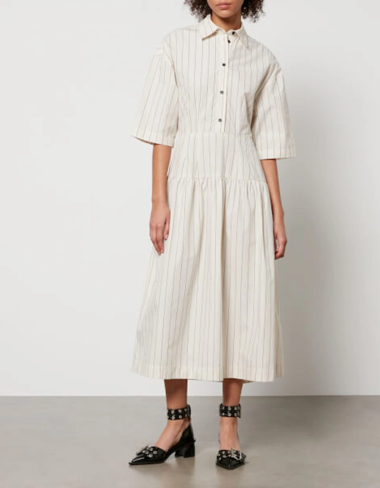 Striped Cotton-Poplin Midi Dress