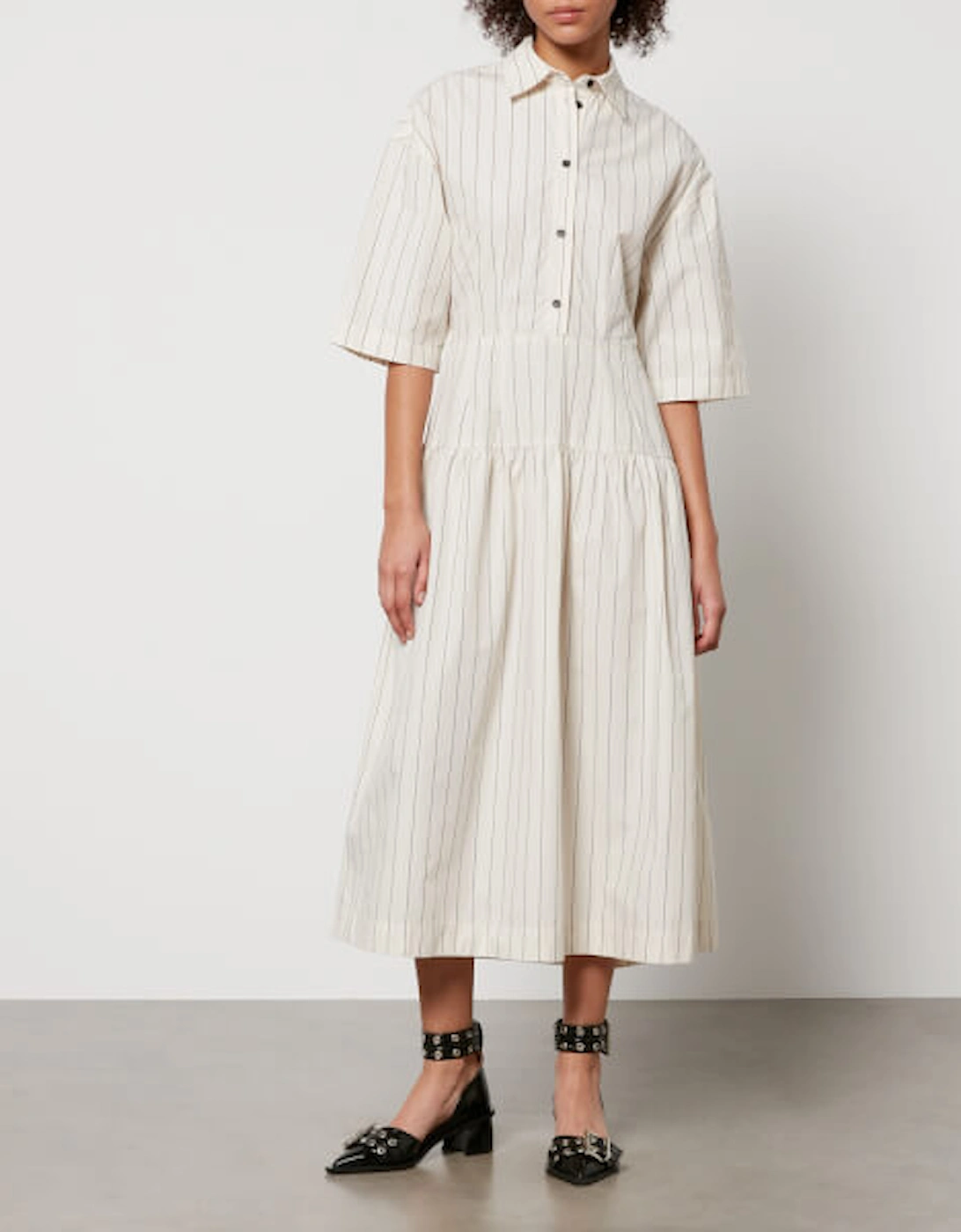 Striped Cotton-Poplin Midi Dress, 2 of 1