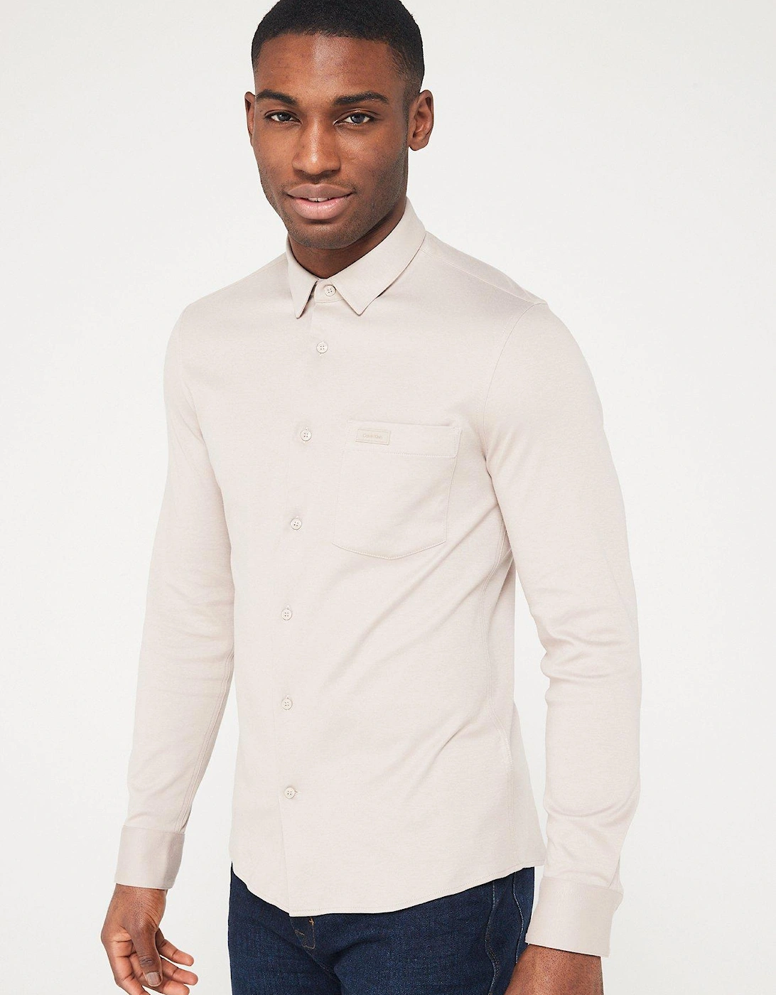 Smooth Cotton Pocket Slim Shirt - Light Grey , 5 of 4