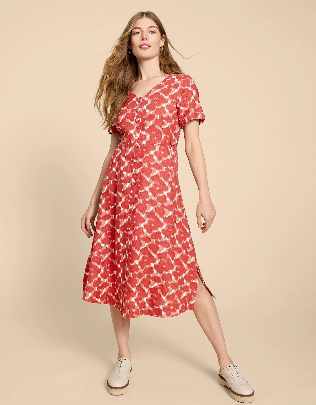 Ivy Linen Midi Dress - Red, 7 of 6