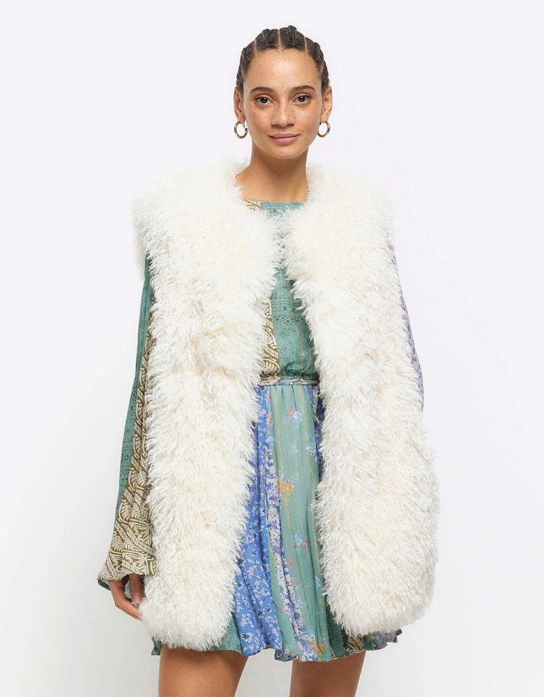 Faux Fur Gilet - Cream