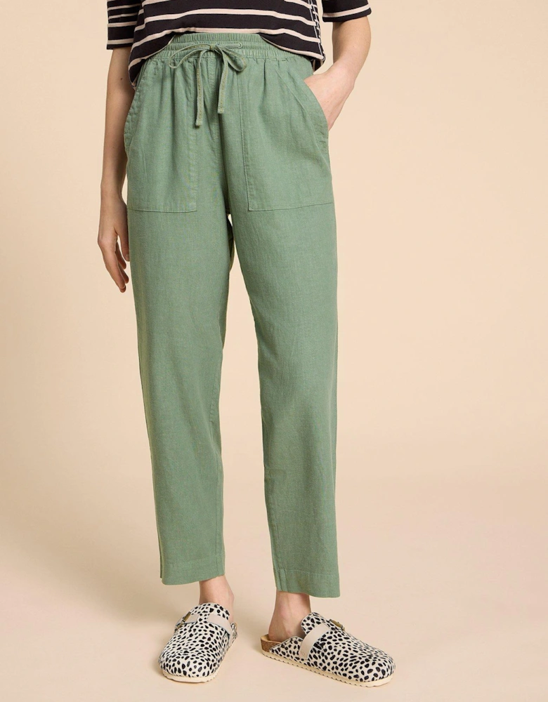 Elle Linen Blend Trouser - Green