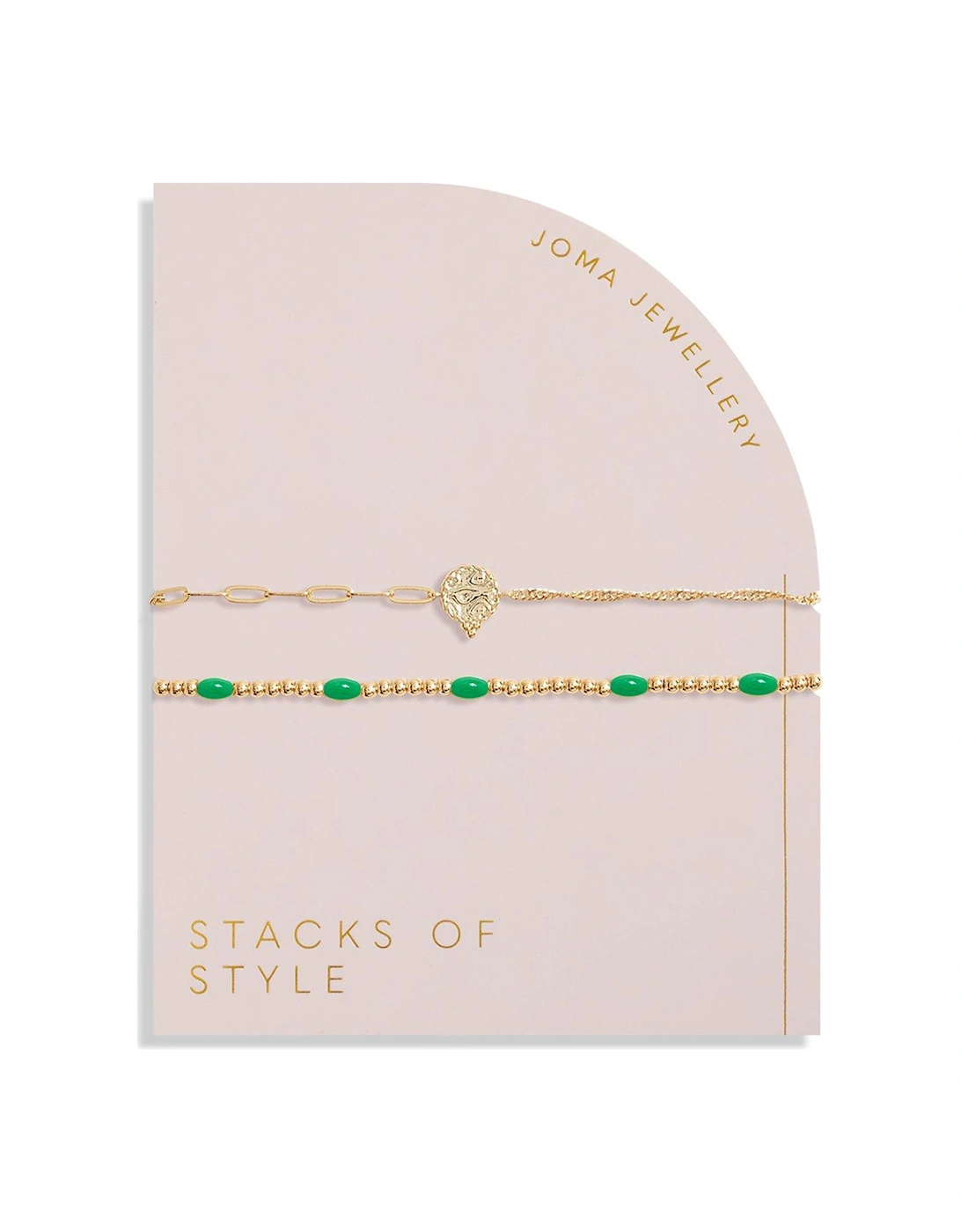 STACKS OF STYLE , GREEN ENAMEL , Gold , Set of 2 Bracelets, 2 of 1