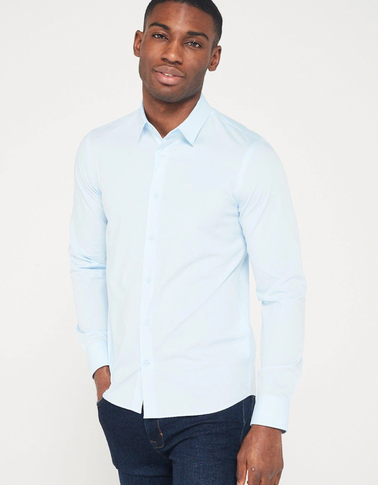 Poplin Stretch Slim Shirt - Light Blue