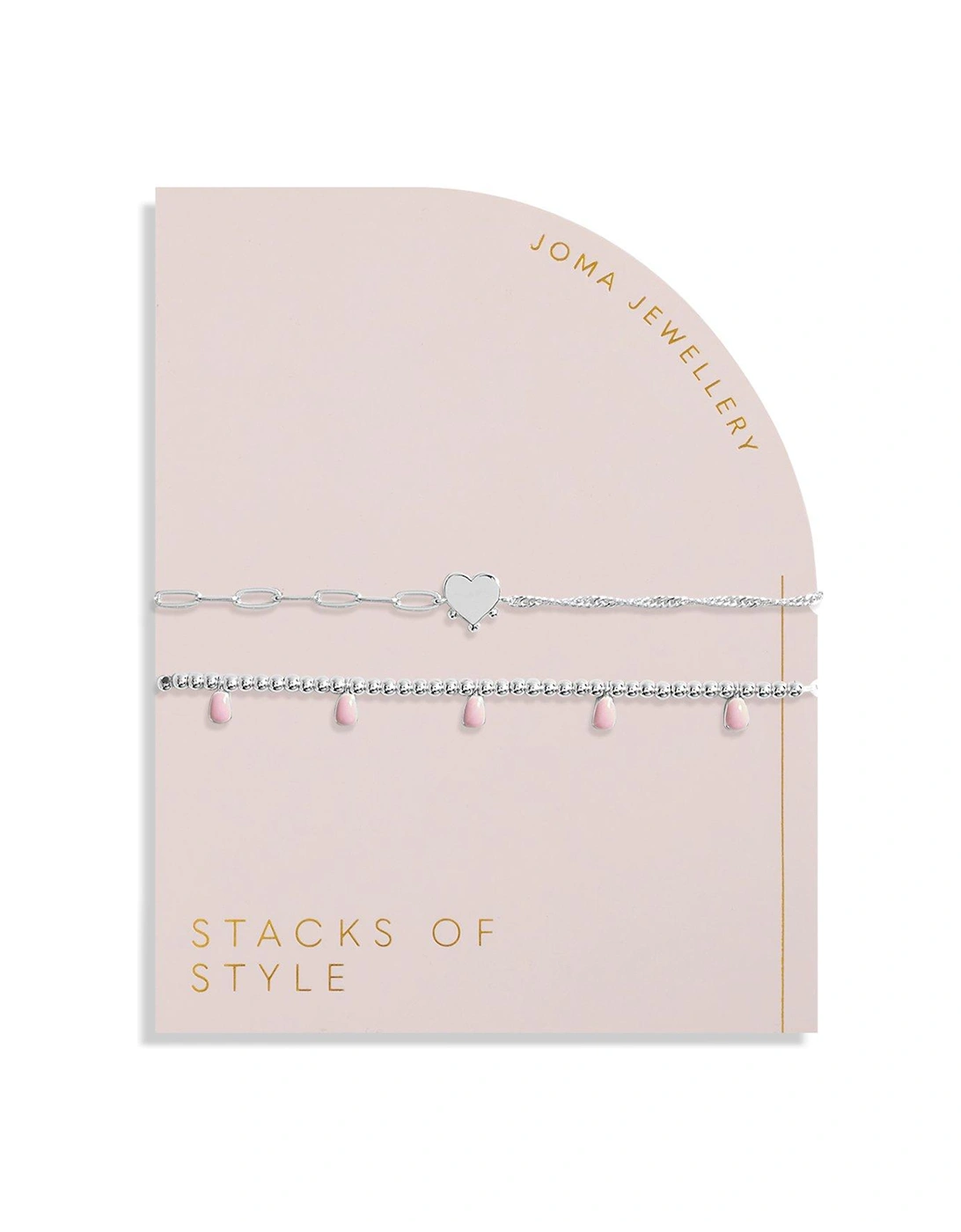 STACKS OF STYLE , PINK ENAMEL , Silver , Set of 2 Bracelets, 2 of 1