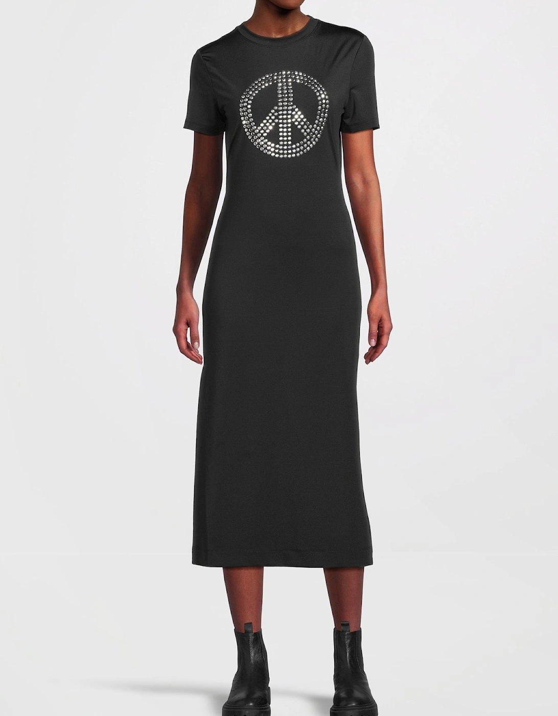 Peace Logo T-shirt Midi Dress - Black, 3 of 2