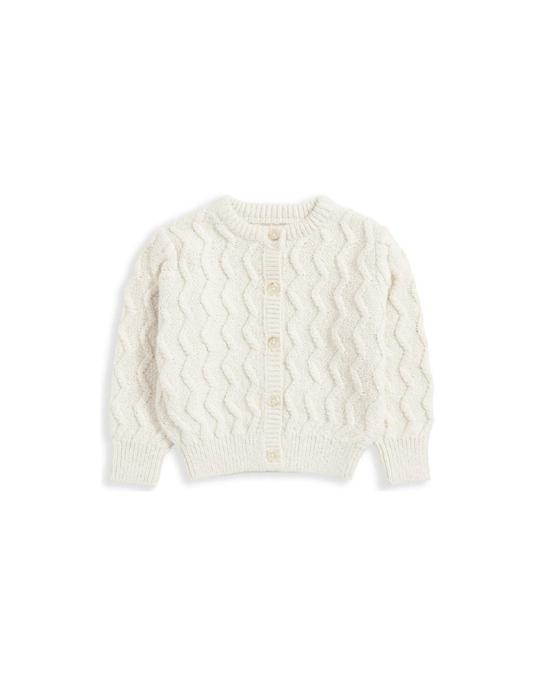 Baby Unisex Wave Stitch Cardigan - Sand