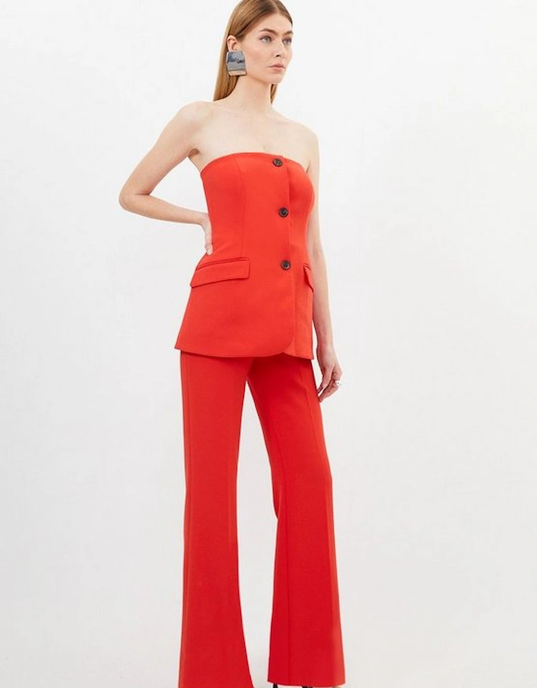Compact Stretch Tailored Button Bodice Jumpsuit, 5 of 4