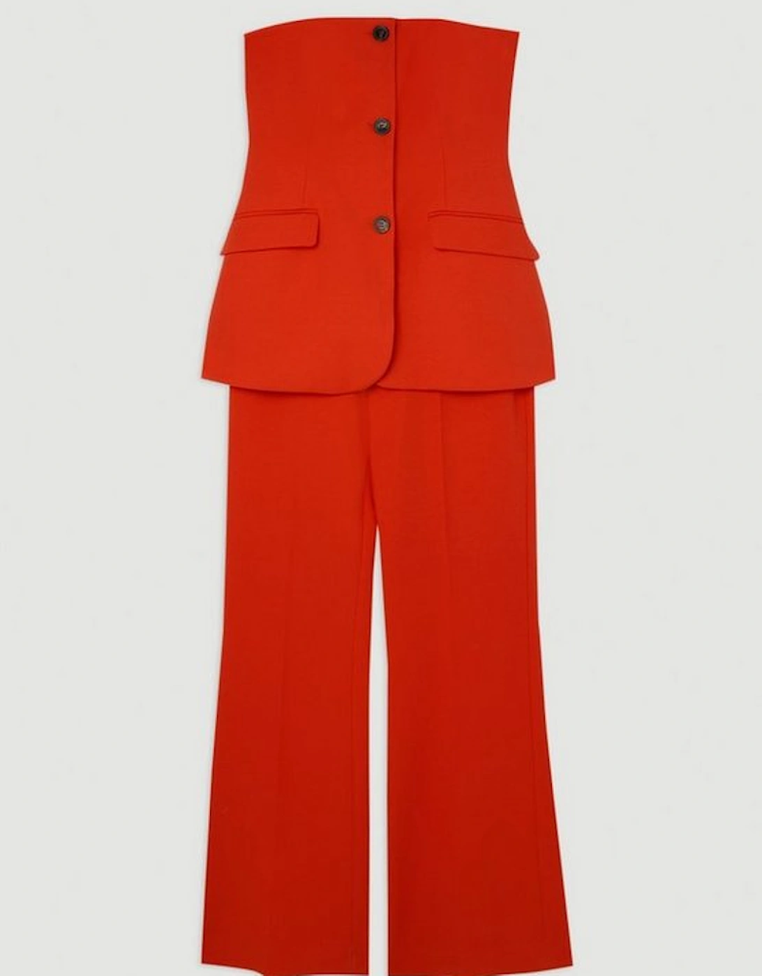 Compact Stretch Tailored Button Bodice Jumpsuit