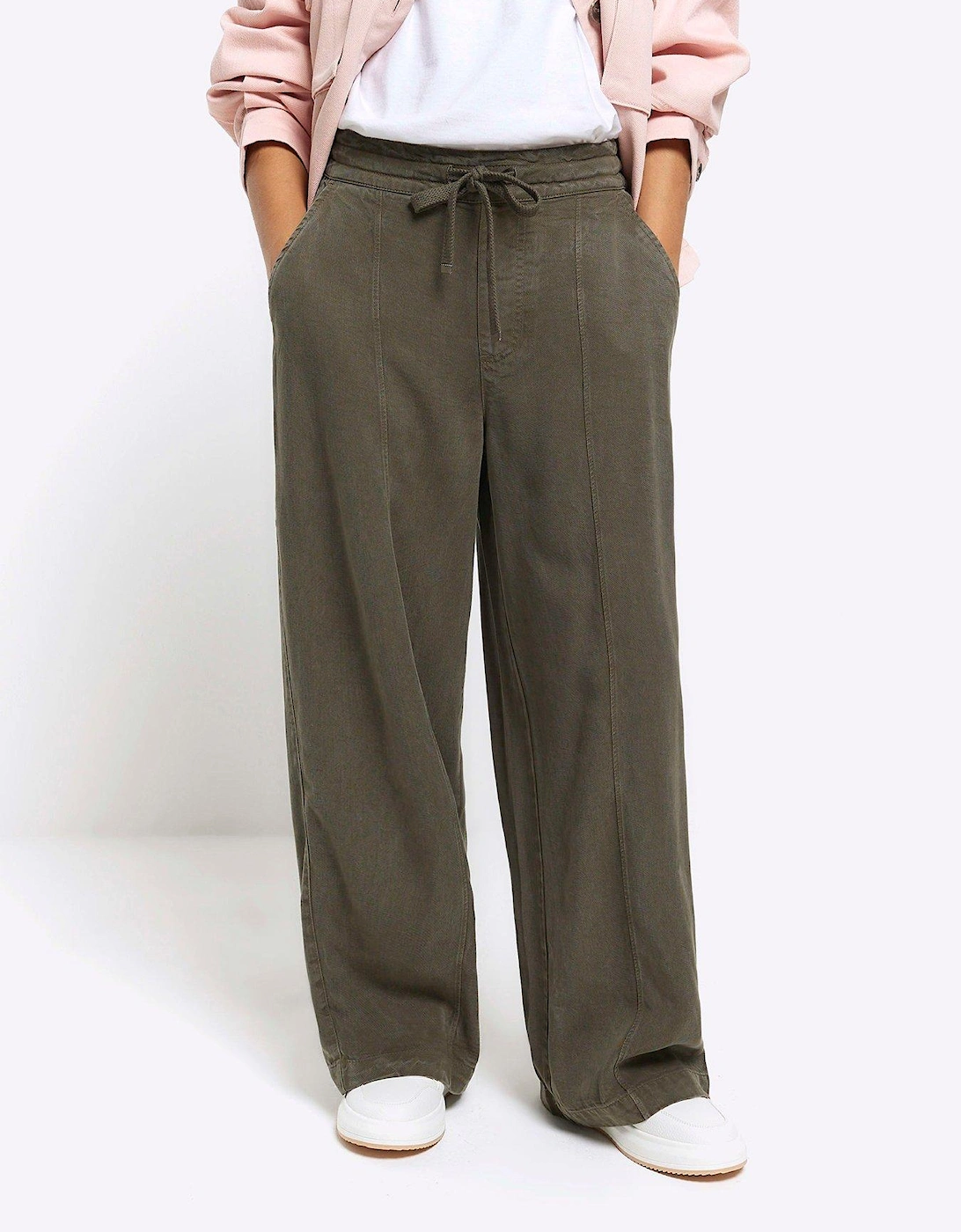 Petite Wide Leg Trousers - Dark Khaki, 6 of 5