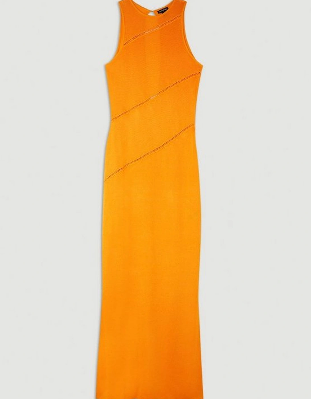 Slinky Viscose Knit Seam Detail Maxi Dress