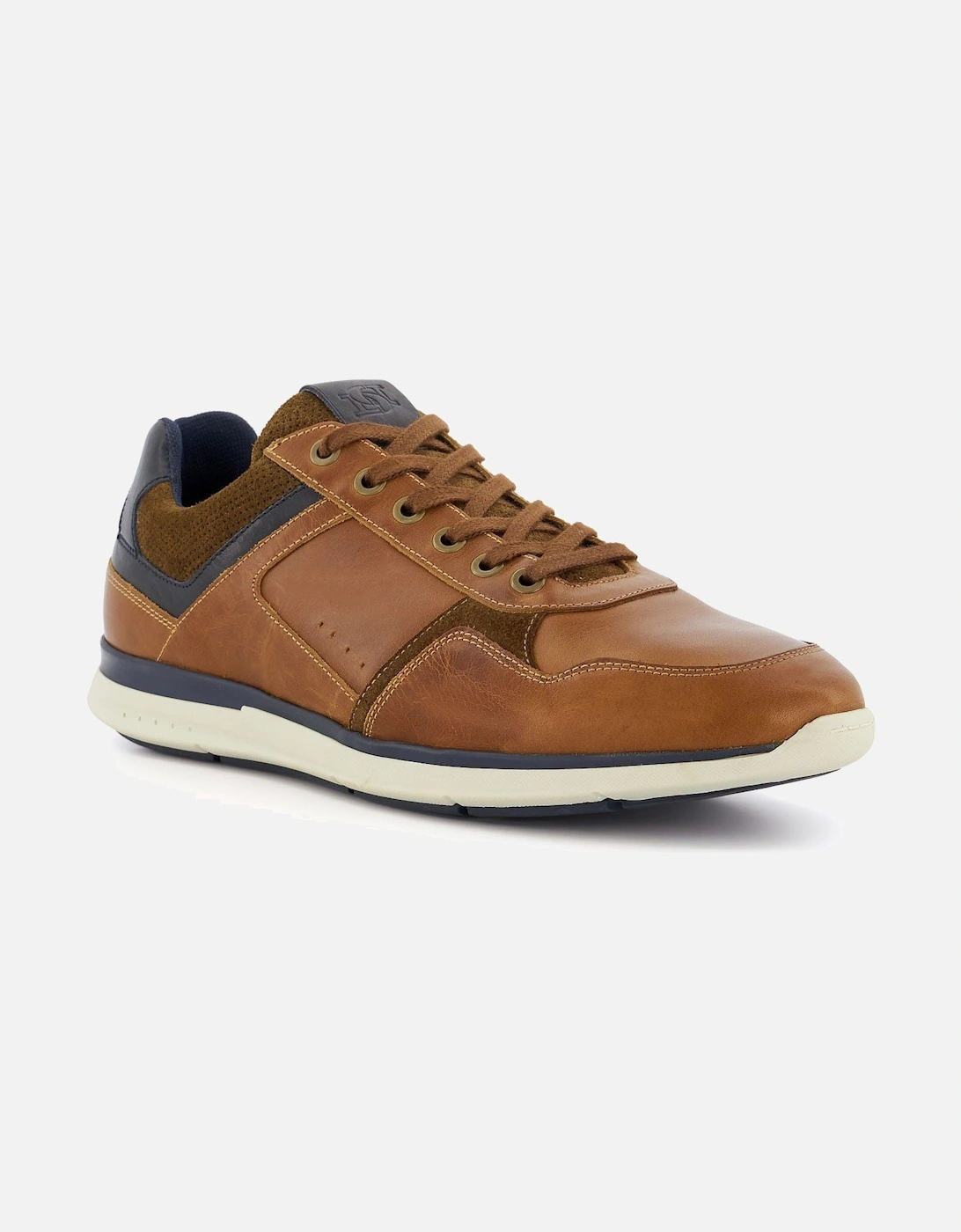 Mens Trended - Leather Lace-Up Trainers, 6 of 5