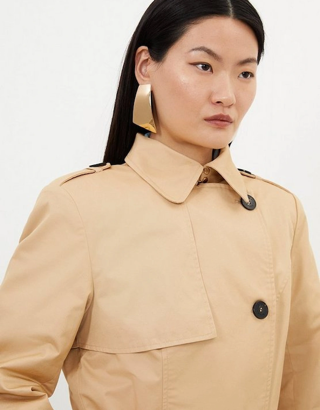 Crop Classic Belted Tailored Trench Coat