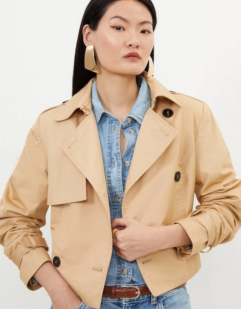 Crop Classic Belted Tailored Trench Coat