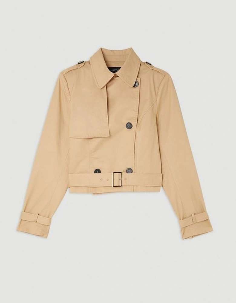 Crop Classic Belted Tailored Trench Coat