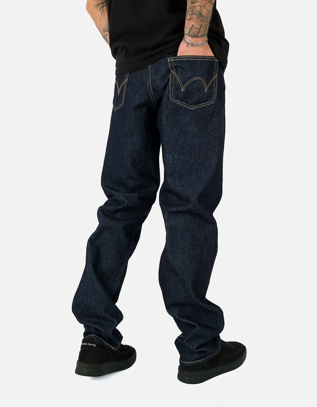 Loose Straight Stretch Dark Wash Jean