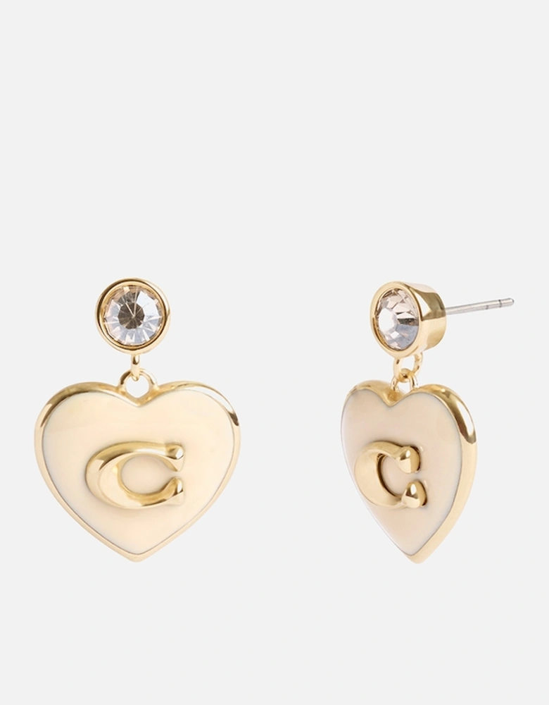 Heart Boxed Gold-Tone Drop Earrings