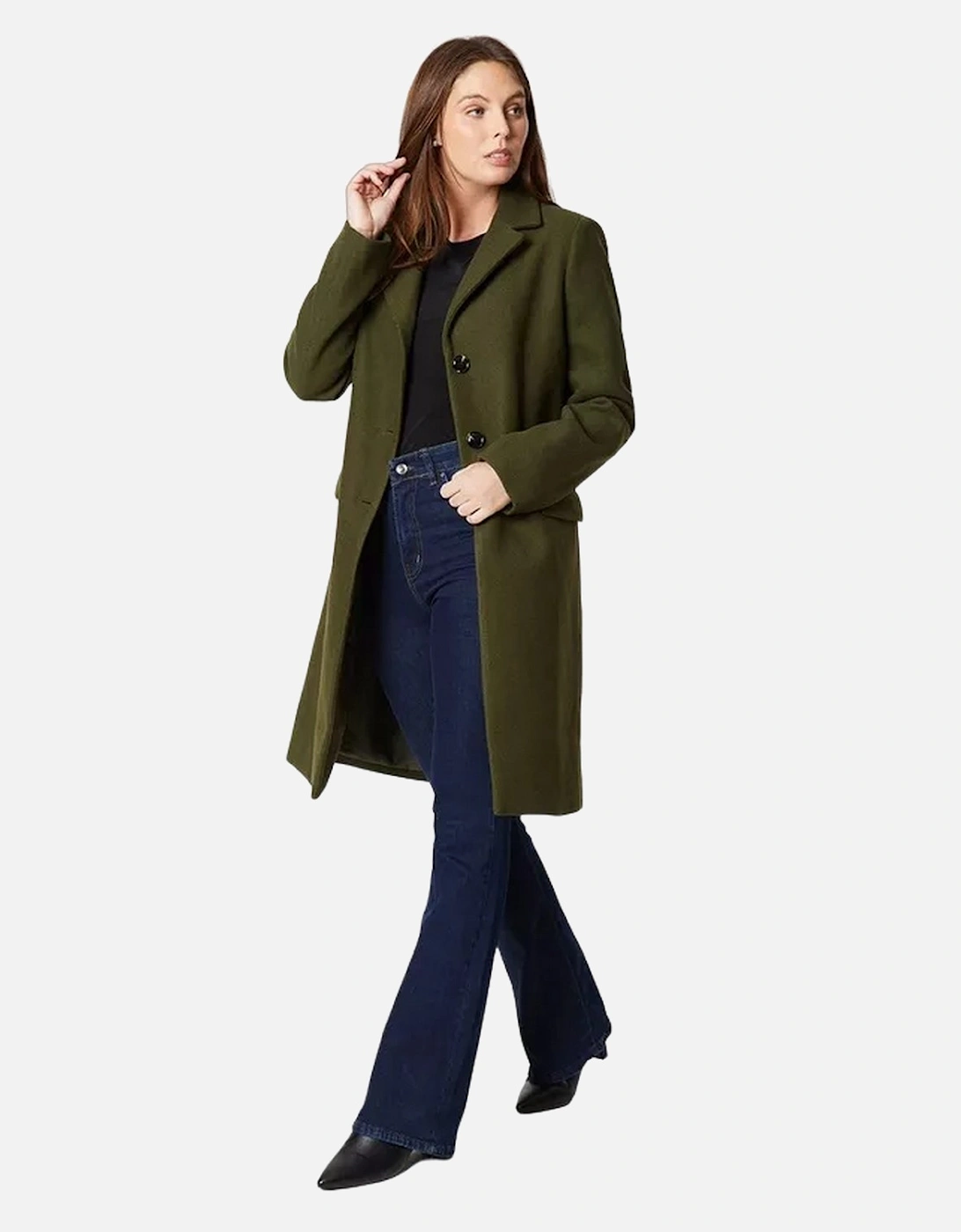 Womens/Ladies Long Length Fitted And Flared Coat