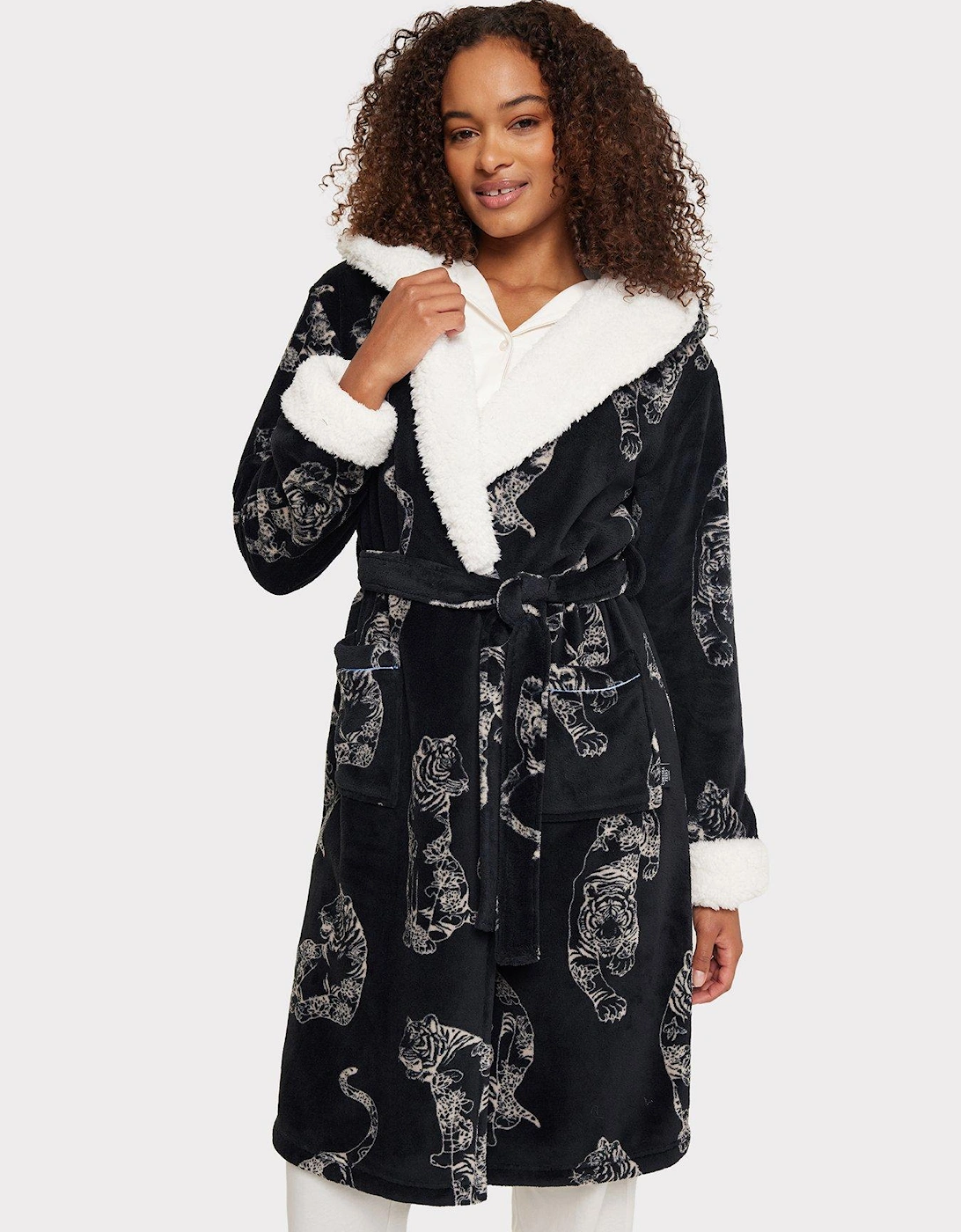 Tiger Print Classic Robe - Black, 2 of 1