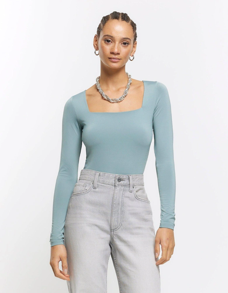 Square Neck Bodysuit - Light Green