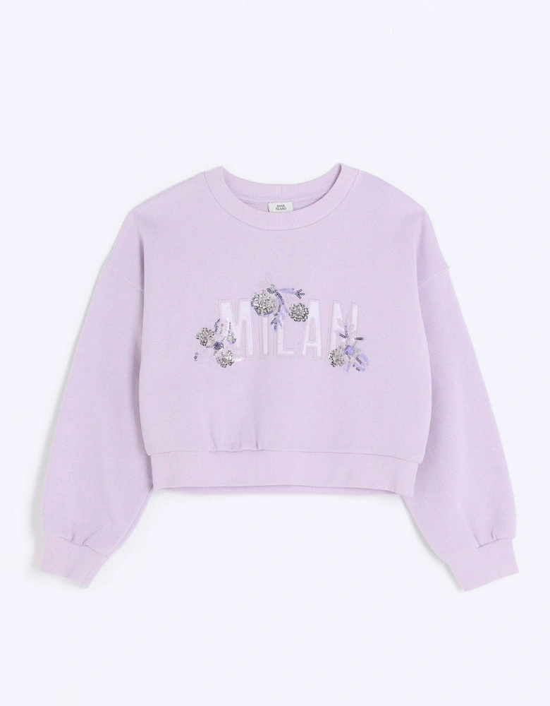Girls Milan Sequin Sweatshirt - Lilac