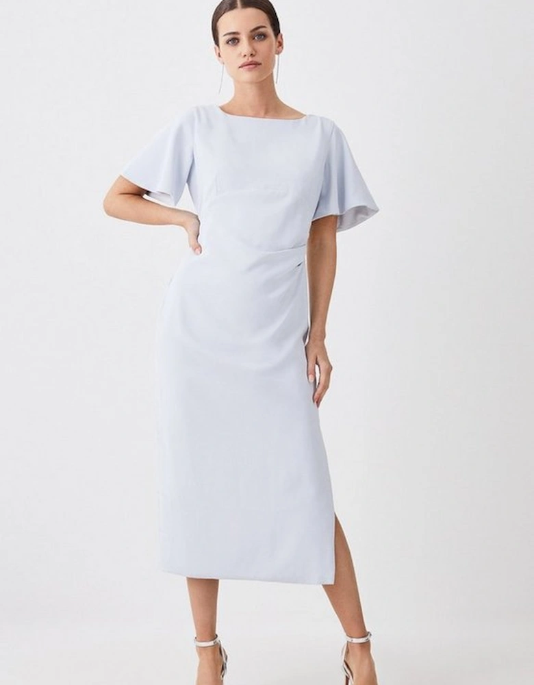Petite Premium Crepe Flare Sleeve Midi Dress