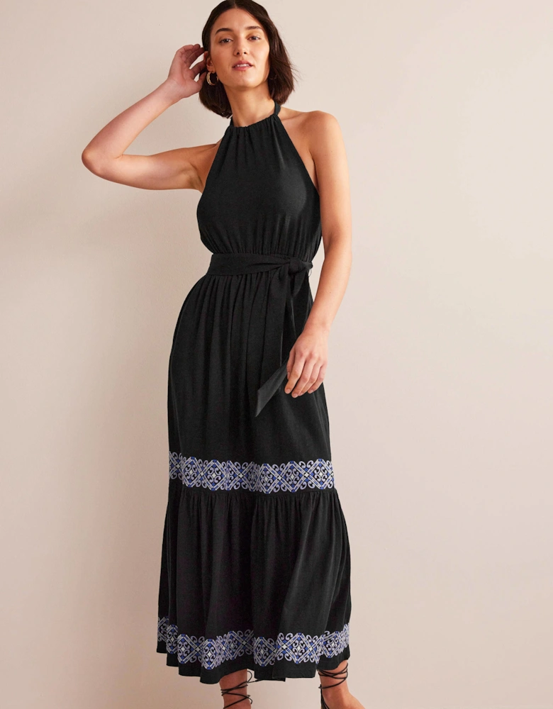 Embroidered Jersey Maxi Dress