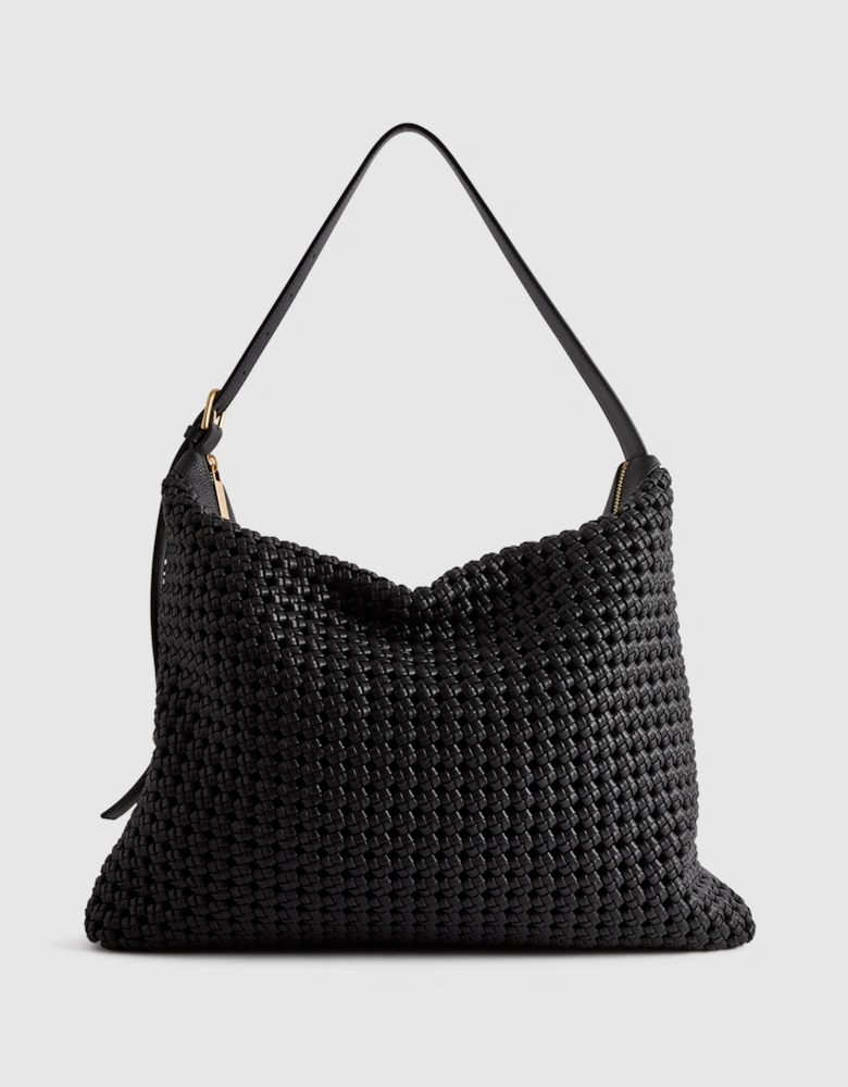 Leather Woven Tote Bag